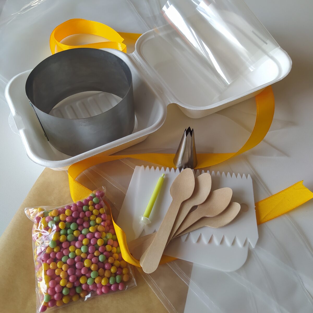 Zestaw DIY do bento cake - "Happy Bento To You - Żółty" - akcesoria, ozdoby, mini kurs video